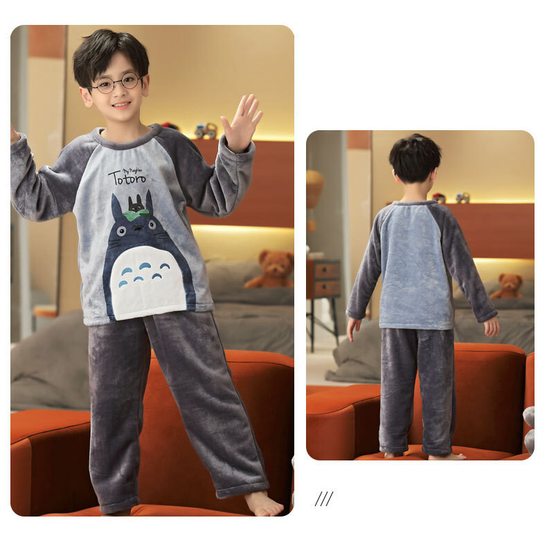 Nauja rudens ir žiemos vaikiška koralinio aksomo pižama berniukams ir mergaitėms, rūbeliai kūdikiams namams, pastorintas flanelinis kostiumas berniukams