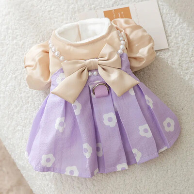 Rochie prințesă cățelușă, toamnă iarnă, fustă la modă, ham pentru animale de companie, câine mic, chihuahua, Yorkshire, pomeranian, pulover cald, cămașă pentru pisici