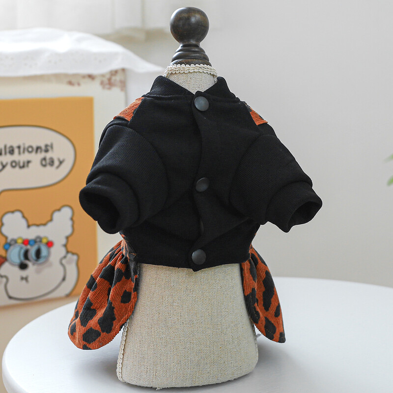 1 vnt naminių drabužių šunų pavasario ir rudens leopardo modelio princesės suknelė su užtrauktuku, skirta mažiems vidutiniams šunims