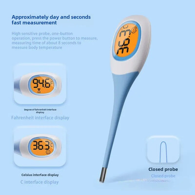 Naujas elektroninis termometras 8 sekundžių greitas matavimas suaugusiems vaikams LED naminių šunų kačių burnos ertmės pažasties ℉/℃ termometras