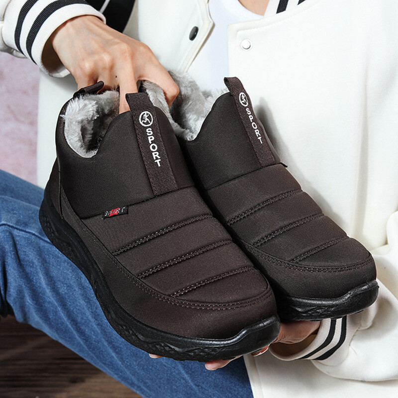 Sniego batai 2024 žiemos naujo stiliaus neperšlampami žemi medvilniniai batai vidutinio amžiaus ir vyresnio amžiaus tarpvalstybiniams didelio dydžio plius aksominiai medvilniniai batai