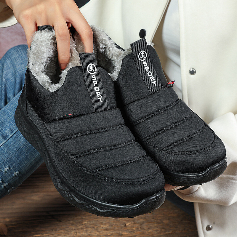 Sniego batai 2024 žiemos naujo stiliaus neperšlampami žemi medvilniniai batai vidutinio amžiaus ir vyresnio amžiaus tarpvalstybiniams didelio dydžio plius aksominiai medvilniniai batai