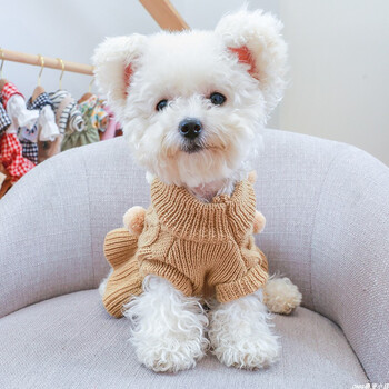 1PC Pet Apparel Dog Есен и зима Удебелени топли розови топки за кафе Пуловер Пуловер Рокля за малки и средни кучета