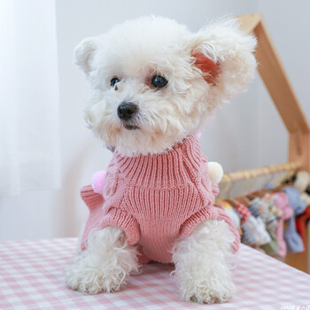 1PC Pet Apparel Dog Есен и зима Удебелени топли розови топки за кафе Пуловер Пуловер Рокля за малки и средни кучета