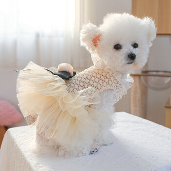 1PC Pet Clothing Dog Summer Hollow Coco Miss Cat Bow Princess Dress Сватбена рокля, подходяща за малки и средни кучета