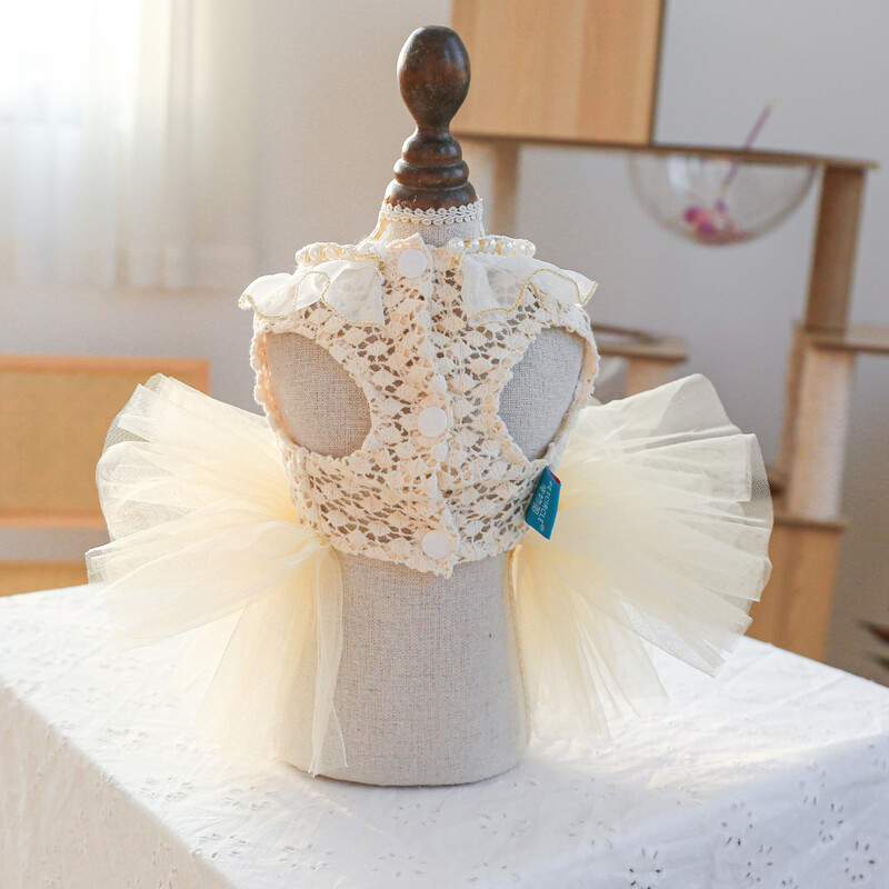 1PC îmbrăcăminte pentru animale de companie câine de vară Hollow Coco Miss Cat Bow rochie de prințesă rochie de mireasă potrivită pentru câini de talie mică și mijlocie