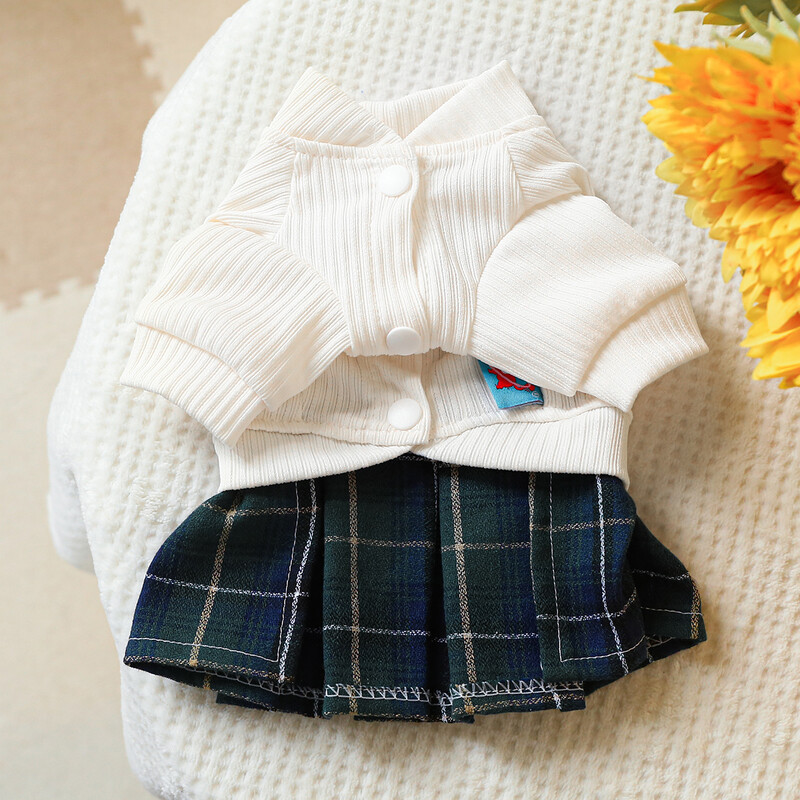 1PC Odjeća za kućne ljubimce Proljeće i jesen Bijela Suknja za dobar dan Sveučilišni stil Prikladna za male i srednje pse