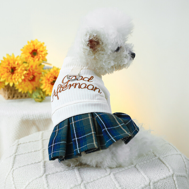 1PC Odjeća za kućne ljubimce Proljeće i jesen Bijela Suknja za dobar dan Sveučilišni stil Prikladna za male i srednje pse