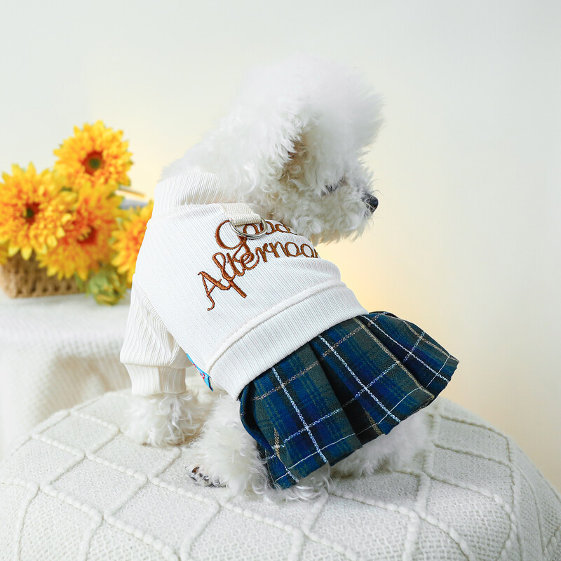 1PC Odjeća za kućne ljubimce Proljeće i jesen Bijela Suknja za dobar dan Sveučilišni stil Prikladna za male i srednje pse