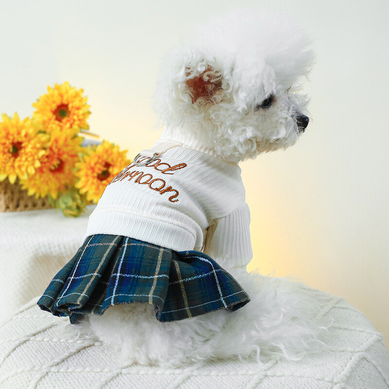 1PC Odjeća za kućne ljubimce Proljeće i jesen Bijela Suknja za dobar dan Sveučilišni stil Prikladna za male i srednje pse