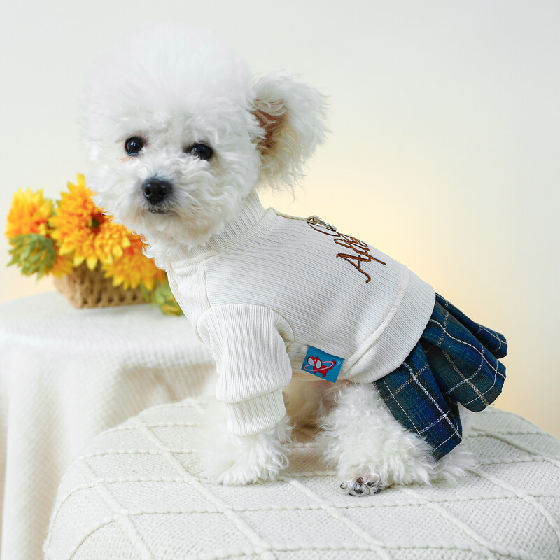 1PC Odjeća za kućne ljubimce Proljeće i jesen Bijela Suknja za dobar dan Sveučilišni stil Prikladna za male i srednje pse