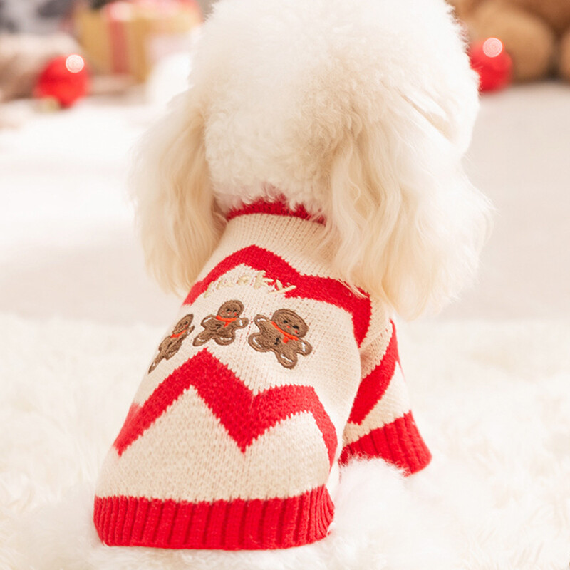 Žieminiai šunų drabužiai naminių šunų kalėdinis megztinis Pastorintas dryžuotas šuns paltas Čihuahua Bichon Mažo šuns kostiumas Megzti katės megztiniai