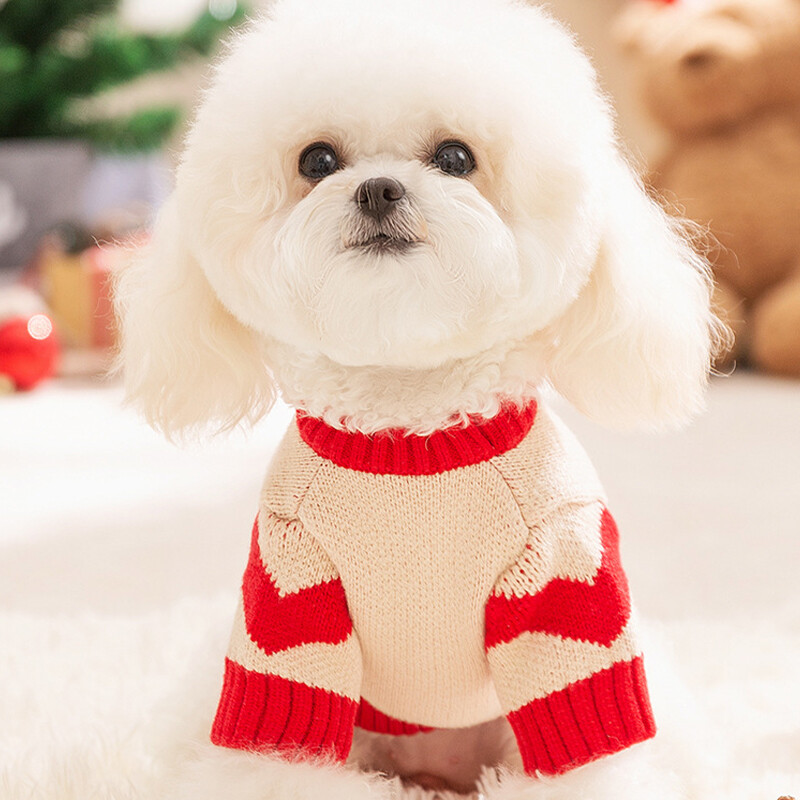 Žieminiai šunų drabužiai naminių šunų kalėdinis megztinis Pastorintas dryžuotas šuns paltas Čihuahua Bichon Mažo šuns kostiumas Megzti katės megztiniai