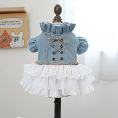 1PC îmbrăcăminte pentru animale de companie Fusta de tort de primăvară și toamnă Fusta de cowboy Texas potrivită pentru câini de talie mică și mijlocie