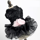 Nėrinių šunų princesės suknelė Auksinė Juoda Pilka Naminių šunų Vestuvinė Suknelė Rožės Gėlėtos Mergaičių suknelės Vakarėlio suknelės Šventiniai drabužiai Šunims