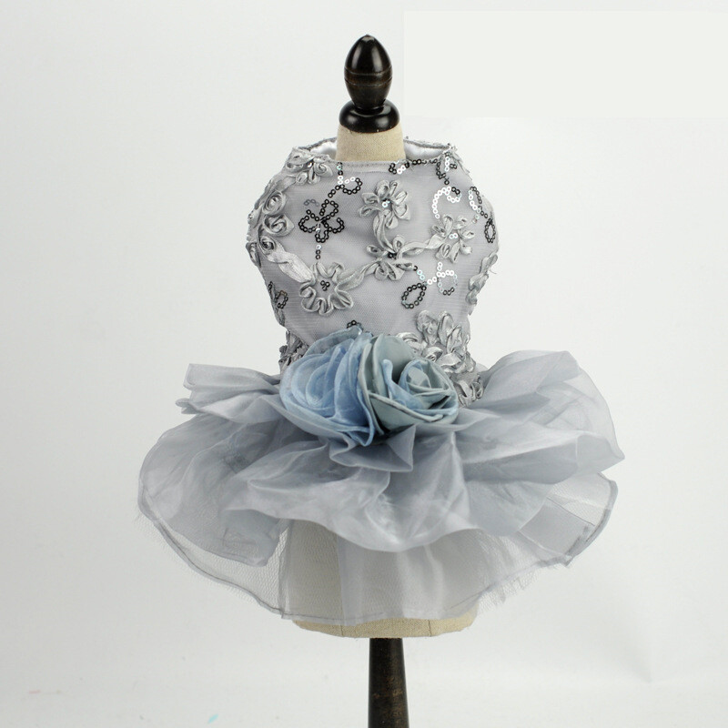 Nėrinių šunų princesės suknelė Auksinė Juoda Pilka Naminių šunų Vestuvinė Suknelė Rožės Gėlėtos Mergaičių suknelės Vakarėlio suknelės Šventiniai drabužiai Šunims