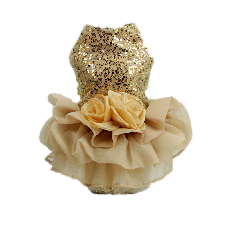 Nėrinių šunų princesės suknelė Auksinė Juoda Pilka Naminių šunų Vestuvinė Suknelė Rožės Gėlėtos Mergaičių suknelės Vakarėlio suknelės Šventiniai drabužiai Šunims