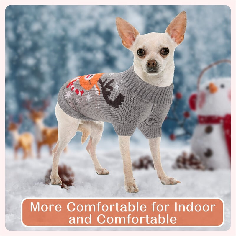 Šunų ir kačių kalėdiniai megztiniai gyvūnams Žieminiai mezginiai Kalėdiniai drabužiai Šilti paltai Šiaurės elnio snaigės Argyle megztinis kačiukui šuniukui