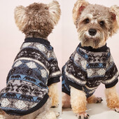 Pulover de iarnă pentru câini, negru, pufos, mic, mijlociu, cățeluș, pisică, haine calde, haine de iarnă Theraml pentru Crăciun pentru animale de companie