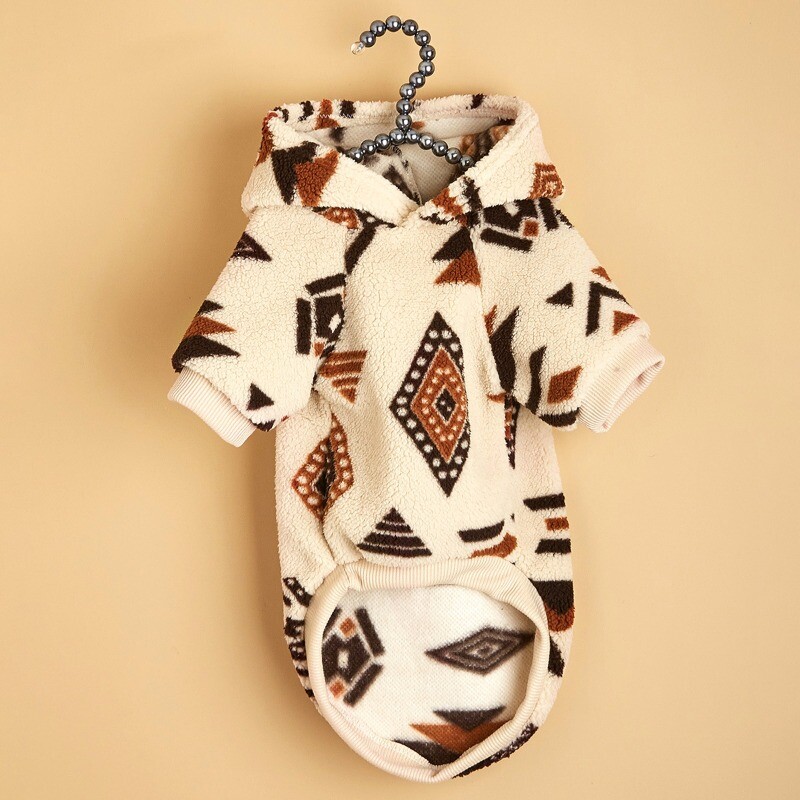 „Totem Print“ rudens ir žiemos pliušinis, šiltas, atsparus vėjui, naminių gyvūnėlių megztinis su gobtuvu, šunų rūbai, skirti lauko renginių festivaliui
