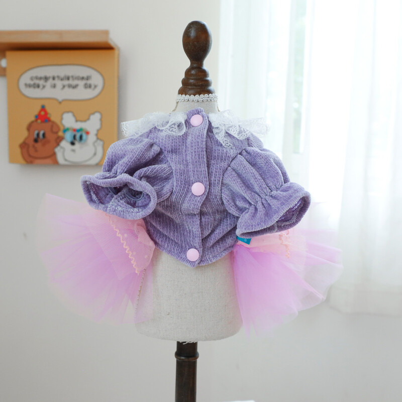 1vnt naminių gyvūnėlių drabužiai pavasario ir rudens violetinė Pepe Princess vestuvinė suknelė Princesės suknelė tinka mažiems ir vidutinio dydžio šunims