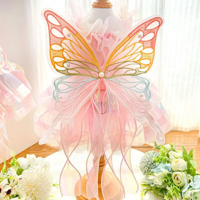 Rochie de prințesă fluture Haine pentru câini Haine dulci Câine Câine Super mic drăguț Chihuahua imprimeu moale vară roz fată mascota
