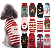 Kalėdiniai šilti rūbai augintiniams mažiems vidutiniams šunims Žieminiai šunų megztiniai naminių gyvūnėlių drabužiai Megzti kostiuminiai paltai Animaciniai dryžuoti drabužiai