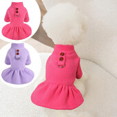 Žieminė šunų pakinktų suknelė Mielas šiltas vilnonis šuns megztinis mažiems šunims Mergaitei Rožinė Violetinė Suknelės Suknelės Rūbai Čihuahua Yorkie
