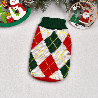 Naujo kalėdinio stiliaus languotas megztinis, madingi megztiniai mažiems ir vidutiniams šunims žieminiai šuniukų drabužiai namuose