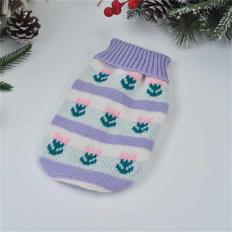 Naujo kalėdinio stiliaus languotas megztinis, madingi megztiniai mažiems ir vidutiniams šunims žieminiai šuniukų drabužiai namuose