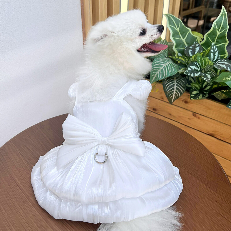 Rochii de culoare solidă pentru câini de pisică cu inel în D pentru câini de talie mică Chihuahua Pomeranian Puppy Haine de vară pentru animale de companie robes para perritas