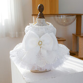 1 vnt. naminių gyvūnėlių drabužiai šunų karalienės vestuvinė suknelė Bow Cat pavasario/vasaros princesės suknelė, tinkama mažiems ir vidutinio dydžio šunims