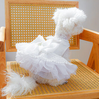 1PC Облекло за домашни любимци Dog Queen Wedding Dress Bow Cat Spring/Summer Princess Dress Подходящо за малки и средни кучета