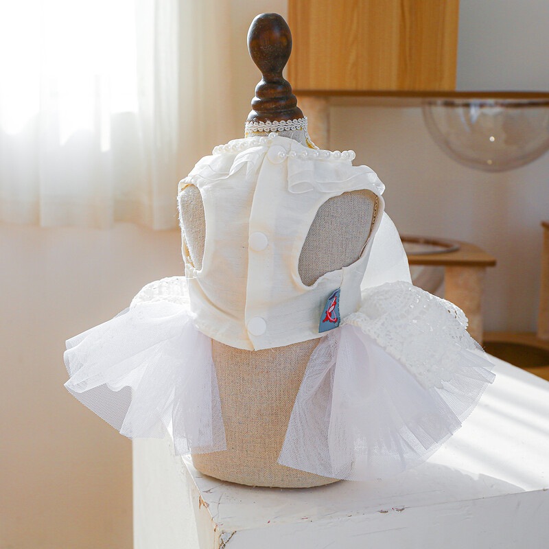 1 vnt. naminių gyvūnėlių drabužiai šunų karalienės vestuvinė suknelė Bow Cat pavasario/vasaros princesės suknelė, tinkama mažiems ir vidutinio dydžio šunims