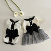 Bez cepures Vasaras modes Luksusa Apģērbs Mājas Suņiem Melnbalts Mežģīņu Bow Svārki Suņu Kleitas Teddy Maziem Suņiem Apģērbs Kucēnu Veste