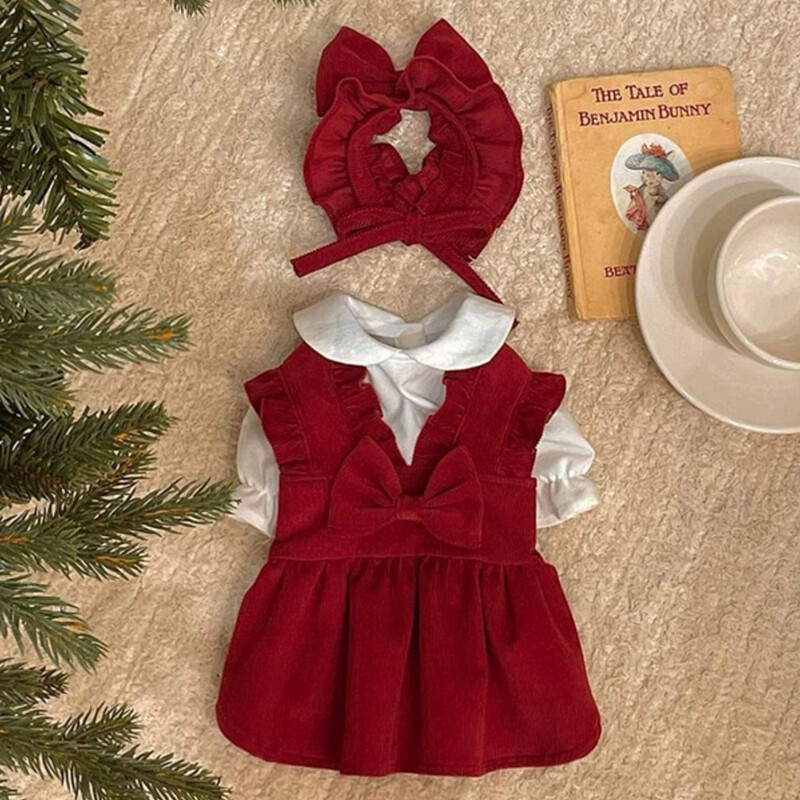 Mažas šunelis Pamario suknelė Žieminiai drabužiai šuniui Vienspalviai Meškiuko princesės sijonas Bichon Šilti rūbai Naujųjų metų dovana Be plaukų segtuko