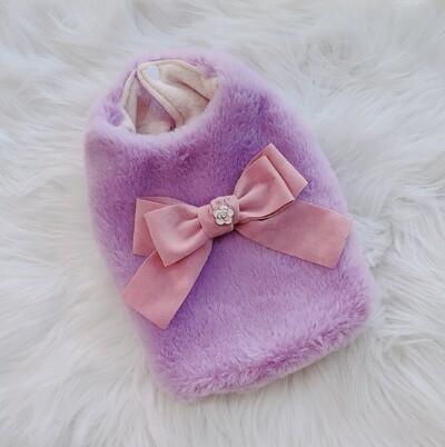 Câini și Pisici Rochie Vestă Faux Blan&Bow Design Pet Dog Jacket Jacheta Iarna Imbracaminte Tinuta