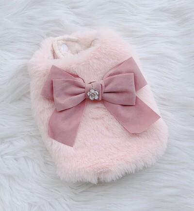 Câini și Pisici Rochie Vestă Faux Blan&Bow Design Pet Dog Jacket Jacheta Iarna Imbracaminte Tinuta