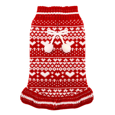 Šunų nertiniai megztiniai mergaitėms Prabangus megztinis Suknelė Šilta žieminė kalėdinė megztinė mažiems ir vidutiniams šunims Moterims