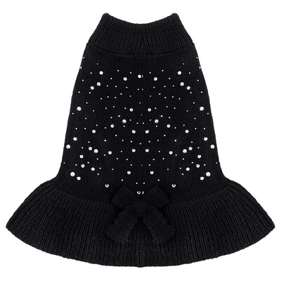 Šunų nertiniai megztiniai mergaitėms Prabangus megztinis Suknelė Šilta žieminė kalėdinė megztinė mažiems ir vidutiniams šunims Moterims