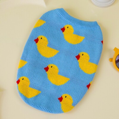 Madingas naujas naminių šunų megztinis prancūzų buldogui Korėjos stiliaus anties raštas Mieli naminių šunų megztiniai šuniukų žieminiams šuniuko drabužiams