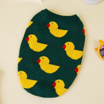 Madingas naujas naminių šunų megztinis prancūzų buldogui Korėjos stiliaus anties raštas Mieli naminių šunų megztiniai šuniukų žieminiams šuniuko drabužiams