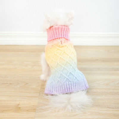 2023 Nou Curcubeu haine colorate pentru câini tricotate animale de companie îmbrăcăminte pentru câini chihuahua cățeluș haine pentru animale de companie pentru haine pentru câini mici și mijlocii pulover