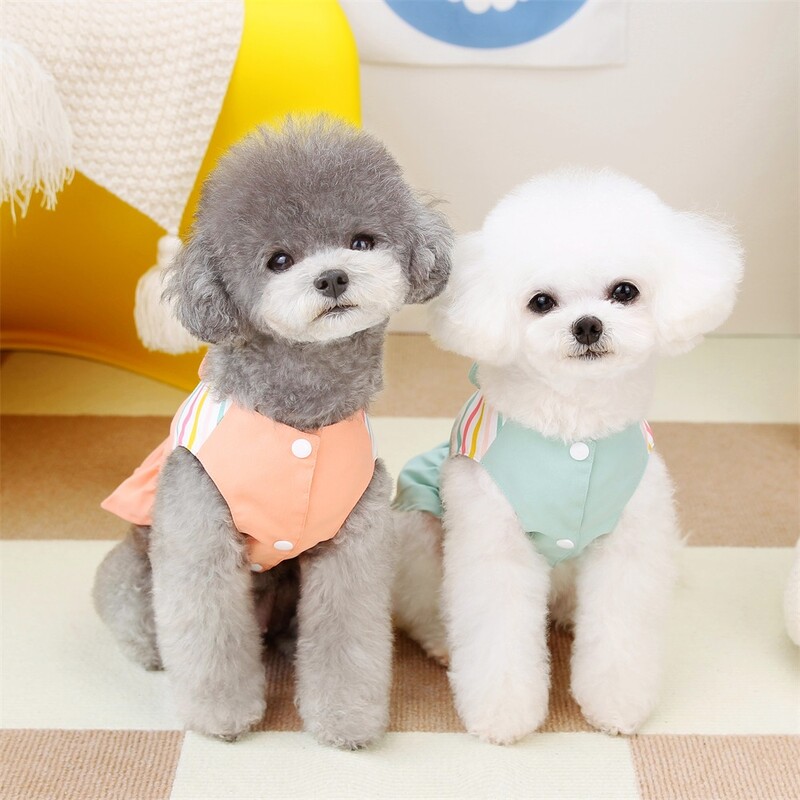 Îmbrăcăminte de primăvară pentru câini de talie mică Rochie de vară pentru câini Fusta prințesă cățelușă cu dungi Rochie drăguță pentru câini pisici pentru animale de companie