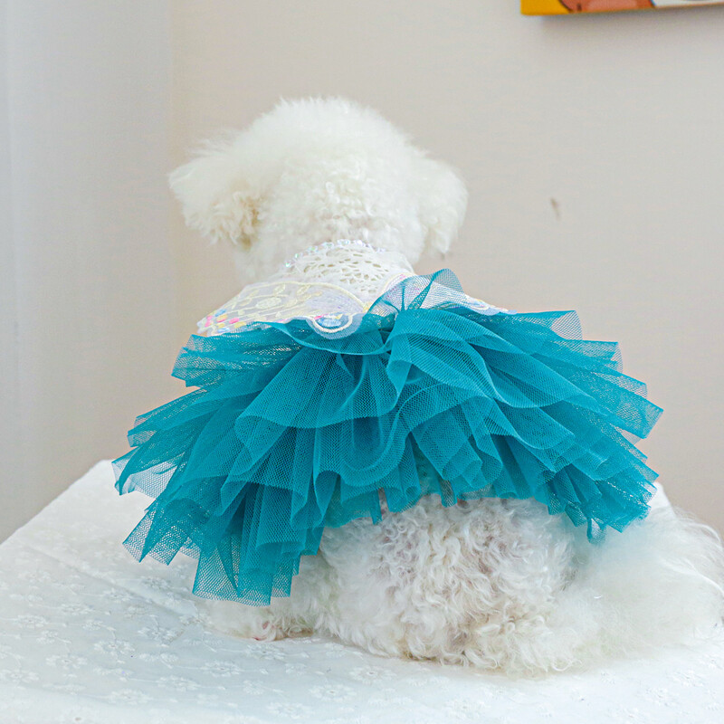1 vnt. naminių gyvūnėlių drabužiai pavasario ir rudens mėlyna drugelio fėja vestuvinė suknelė princesė, tinka mažiems ir vidutinio dydžio šunims