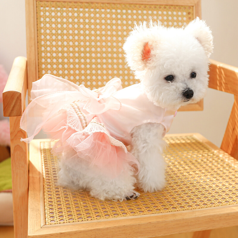 1PC îmbrăcăminte pentru animale de companie pisică primăvară/vară subțire roz alb piersică rochie de mireasă prințesă Oolong potrivită pentru câini de talie mică și mijlocie