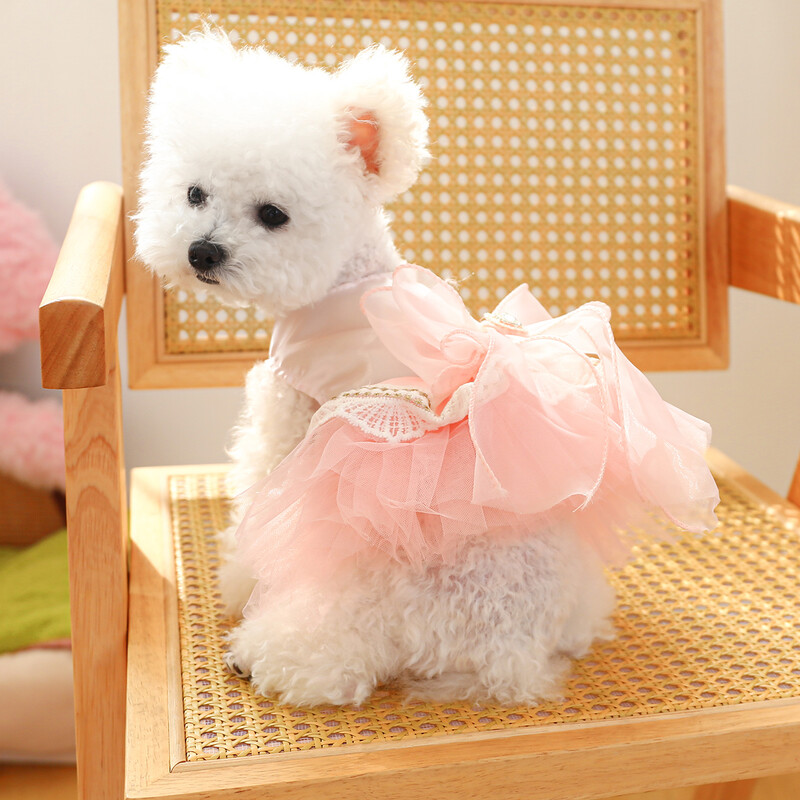 1PC îmbrăcăminte pentru animale de companie pisică primăvară/vară subțire roz alb piersică rochie de mireasă prințesă Oolong potrivită pentru câini de talie mică și mijlocie