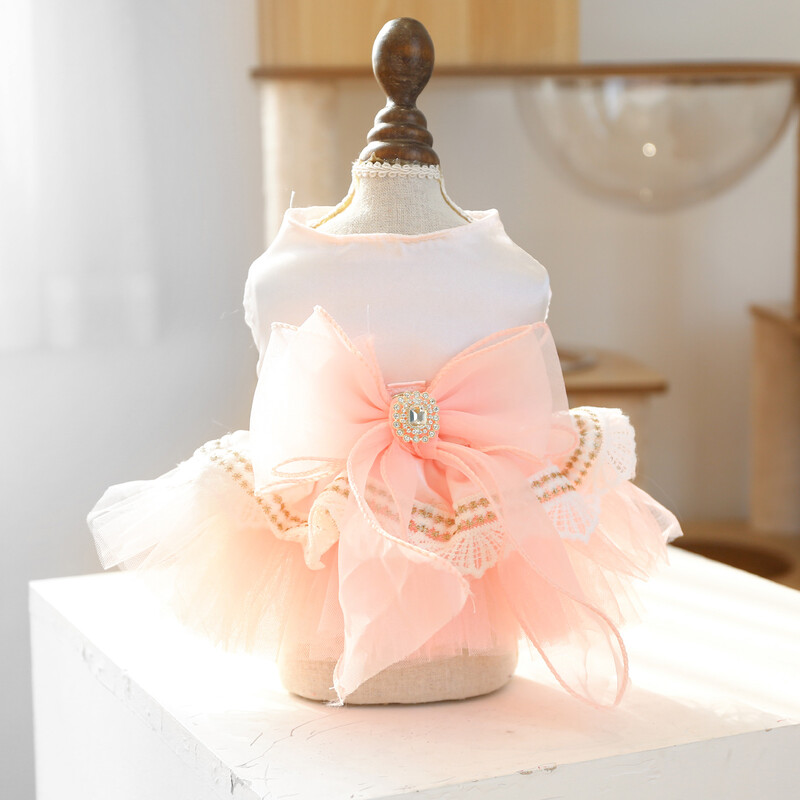 1PC îmbrăcăminte pentru animale de companie pisică primăvară/vară subțire roz alb piersică rochie de mireasă prințesă Oolong potrivită pentru câini de talie mică și mijlocie