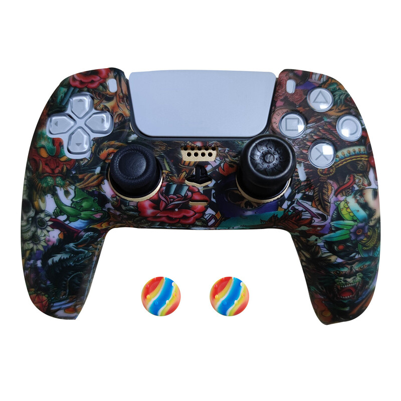 PS5 dangtelis silikono rankenos dangtelis PS5 PS5 silikoninis apsauginis dangtelis PS5 minkštas guminis dangtelis PS5 kamufliažinis dangtelis