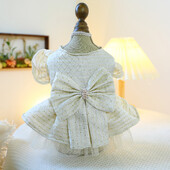 1 vnt. naminių gyvūnėlių drabužiai kačių pavasario/vasaros balto dangaus žvaigždės lanko princesės suknelės traukimo sagtis, tinka mažiems ir vidutinio dydžio šunims